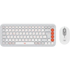 Kit tastatura + mouse Logitech Pop Icon Combo, Wireless, Off White/Orange