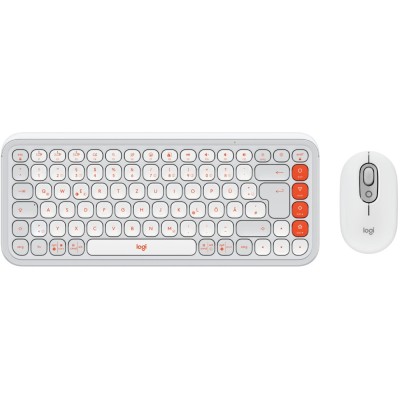 Kit tastatura + mouse Logitech Pop Icon Combo, Wireless, Off White/Orange foto