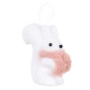 Ornament Brad Crăciun, Veveriță Spumă, Fular Roz, Alb, 11cm, Oem