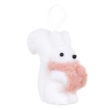 Ornament Brad Crăciun, Veveriță Spumă, Fular Roz, Alb, 11cm, Oem