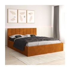 Pat Tapitat Sorin Caramiziu + Saltea Lux Ortopedica 160x200cm