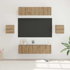 vidaXL Set comodă TV Pe perete 6 pcs stejar artizanal Lemn compozit 3393401