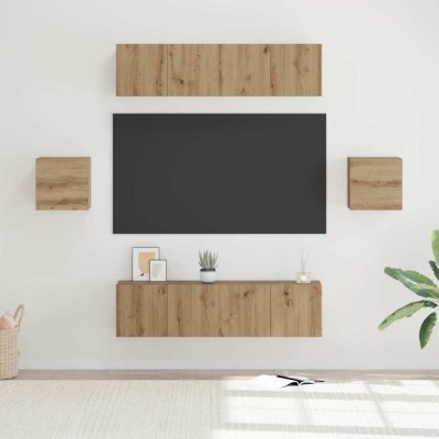 Set comodă TV 6 pcs stejar artizanal Mediu 30.5 x 30 x 30 cm foto
