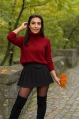 Bluza dama bordo cu gat inalt