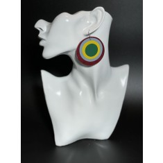 Cercei handmade din piele naturala, lucrati manual, Angy, model curcubeu, Produs in Romania