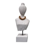 Cumpara ieftin Statueta bust Kasma II lemn mango alb metal 18x12x43 cm