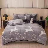 Cumpara ieftin Lenjerie de pat single,cocolino,4 piese,cearceaf de pat normal,gri cu reni-A1442