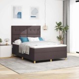 Cumpara ieftin Pat cu arcuri cu saltea Maro &icirc;nchis 140 x 200 cm țesătură