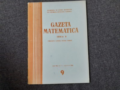 GAZETA MATEMATICA NR 9/1968 foto