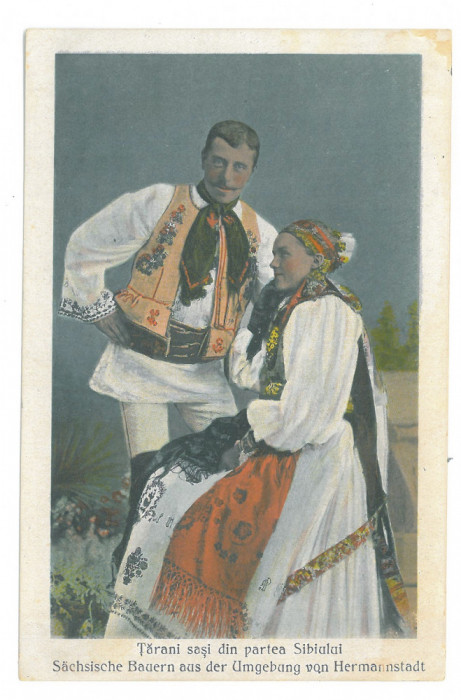 4613 - SIBIU, Ethnic family, SASI, Romania - old postcard - unused