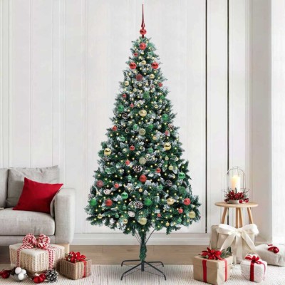 vidaXL Brad de Crăciun artificial Verde 240 cm PVC și Oțel și Plastic 3396290 foto