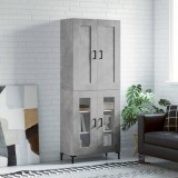 vidaXL Dulap &icirc;nalt, gri beton, 69,5x34x180, lemn compozit