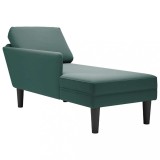 Șezlong Verde &Icirc;nchis Catifea cu Pernă și Cotieră Dreapta, 132x56x70cm, Max 110kg