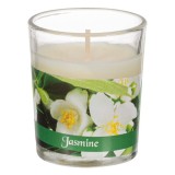 Lumanare parfumata cu aroma proaspata de iasomie, in pahar, 5 x 6.5 cm