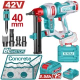 TOTAL - PISTOL CUIE PENTRU BETON - 42V (INCLUDE 2 ACUMULATORI, 1 INCARCATOR)
