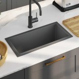 VidaXL Chiuvetă de bucătărie lucrată manual, negru, oțel inoxidabil