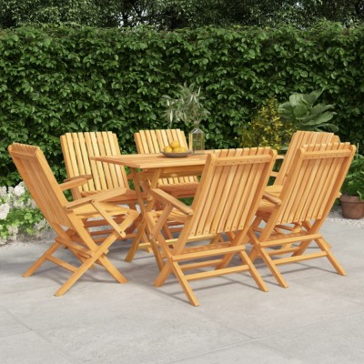 vidaXL Set mobilier de grădină, 7 piese, lemn masiv de tec 3155006 foto