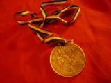Medalie Sportiva a Sindicatelor din Moldova loc3 ,h=6,7cm ,cu panglica ,aluminiu, Europa