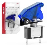 Comutator iluminat (intrerupator) cu protectie, destinatie auto, moto, ATV, SSV, Off-Road, model &quot;TOP GUN&quot;, tensiune 12V - 24V, culoare Albastra, Amio
