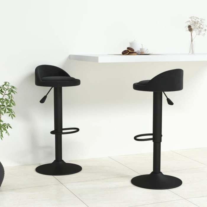 Gossi scaune de bar, 2 buc., negru, catifea