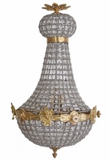 Candelabru Rococo din alama aurie cu cristale CAT994