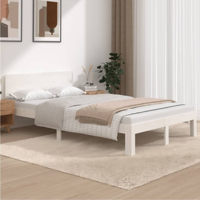 Gossi cadru de pat, alb, 120x200 cm, lemn masiv de pin