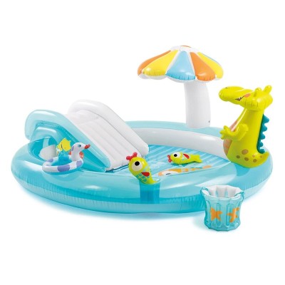 Piscina pentru copii Dino Land Intex, 201 x 170 x 84 cm, accesorii incluse foto