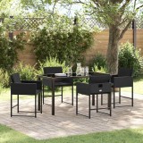 VidaXL Set de masă pentru grădină cu pernă 5 pcs Negru Rattan poli
