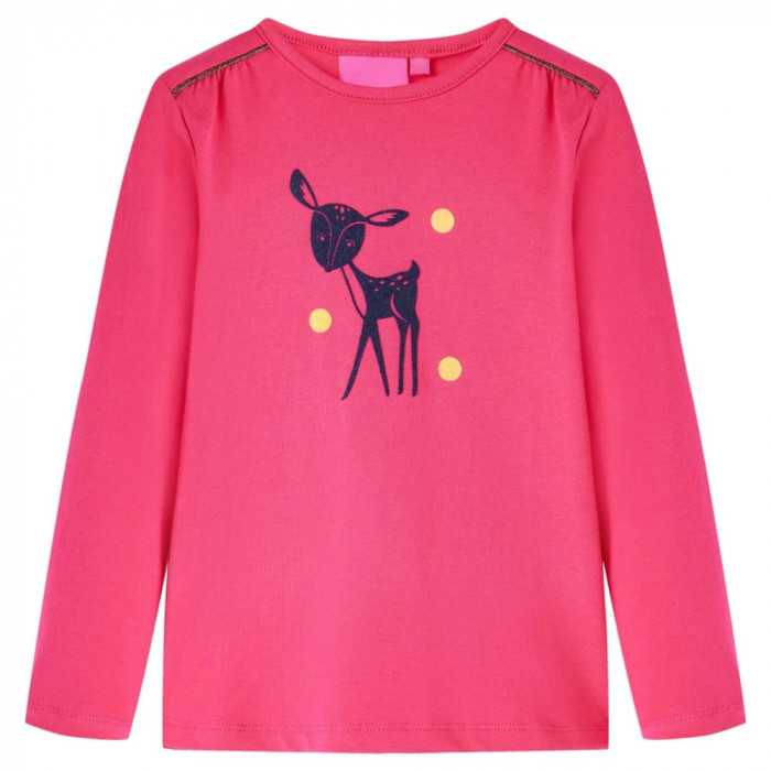 Tricou pentru copii cu m&acirc;neci lungi, roz aprins, 104