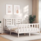 VidaXL Cadru de pat fără saltea, alb, 140x190 cm, lemn masiv de pin