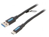 Cablu USB 3.0 A la C 0,25m Negru, Vention