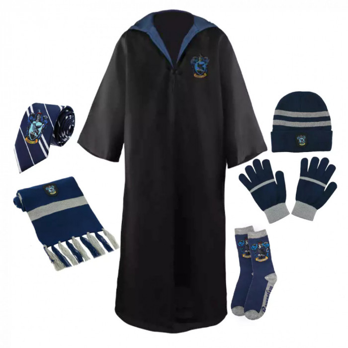 Set roba si accesorii Harry Potter IdeallStore&reg;, Ravenclaw House, 6 piese, 6-9 ani, albastru