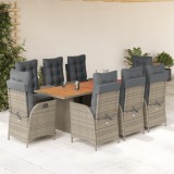 vidaXL Set mobilier grădină cu perne, 9 piese, gri, poliratan 3213144