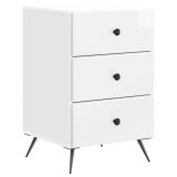 vidaXL Dulap de noapte cu sertar Alb foarte lucios 43 x 41 x 66,5 cm 895479