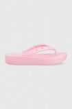 Crocs șlapi Classic Platform Flip femei, culoarea roz, cu platforma, 207714 207714.6S0-6S0