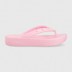 Crocs șlapi Classic Platform Flip femei, culoarea roz, cu platforma, 207714 207714.6S0-6S0