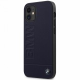 Husa Piele BMW Signature pentru Apple iPhone 12 / Apple iPhone 12 Pro, Bleumarin BMHCP12MSLLNA