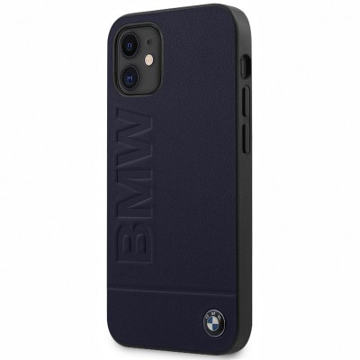 Husa Piele BMW Signature pentru Apple iPhone 12 / Apple iPhone 12 Pro, Bleumarin BMHCP12MSLLNA foto
