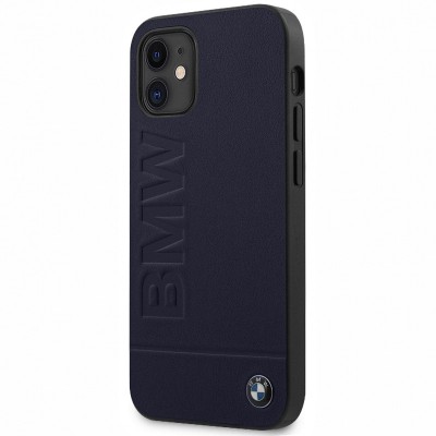 Husa Piele BMW Signature pentru Apple iPhone 12 mini, Bleumarin BMHCP12SSLLNA foto