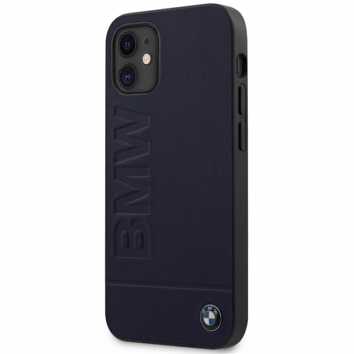 Husa Piele BMW Signature pentru Apple iPhone 12 mini, Bleumarin BMHCP12SSLLNA