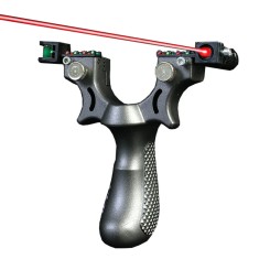 Prastie cu laser IdeallStore&reg;, Sling King, plastic, 11.5 cm, cu boloboc, argintiu