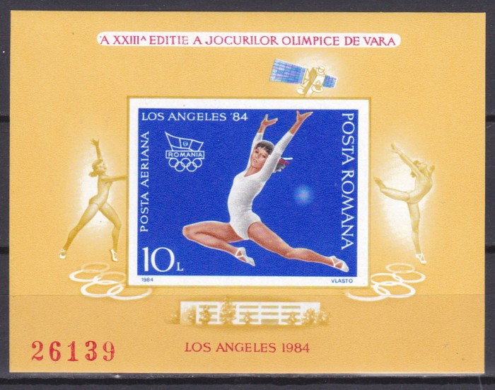DB1 Romania 1984 Gimnastica Olimpiada Los Angeles SS NDT MNH