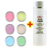 Cumpara ieftin Set culori pastel Inginails 6buc + lichid acril 100ml GRATIS
