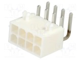 Conector MOLEX Mini-Fit Jr 8 pini 13A cablu-placă soclu tată THT aurit 90&deg;