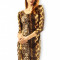 K520-99 Rochie conica model animal print, cu maneci treisfert