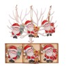Set 9 decoratiuni de craciun din lemn, flippy, cu snur pentru agatare in brad, 3 modele, model mos craciun cu brad, ren si cadouri, diferite dimensiun