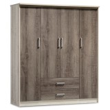 Cumpara ieftin Dulap Dormitor Olympus 4 Usi + Sertare Piele Ecologica Castillo-Toro 159x57x183cm Pako World