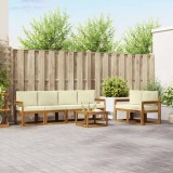 vidaXL Set de canapele de exterior cu pernă 7 pcs Natural și Crem 3366033