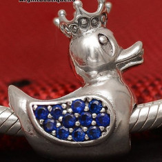 CHARM ARGINT 925 -DUCK QUEEN- Albastru CHA1061