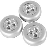 Cumpara ieftin Set 3x Lampa universala autoadeziva cu 3 LED-uri, utilizare baterii de tip AAA, Dactylion